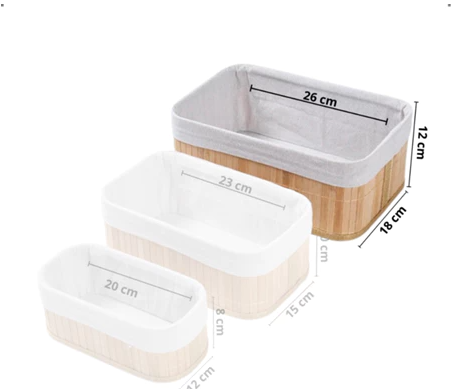 Kit Organizador de Bambu retangular