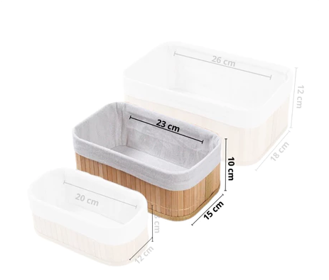 Kit Organizador de Bambu retangular