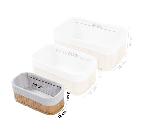 Kit Organizador de Bambu retangular
