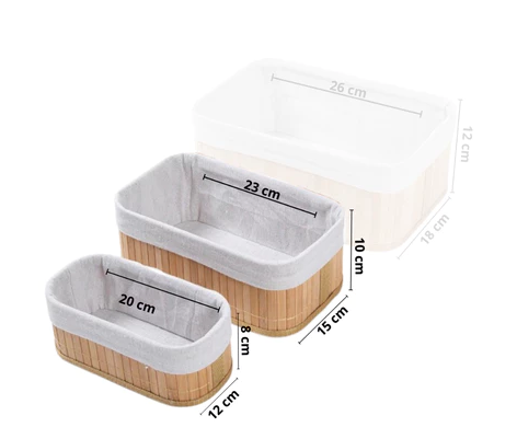 Kit Organizador de Bambu retangular