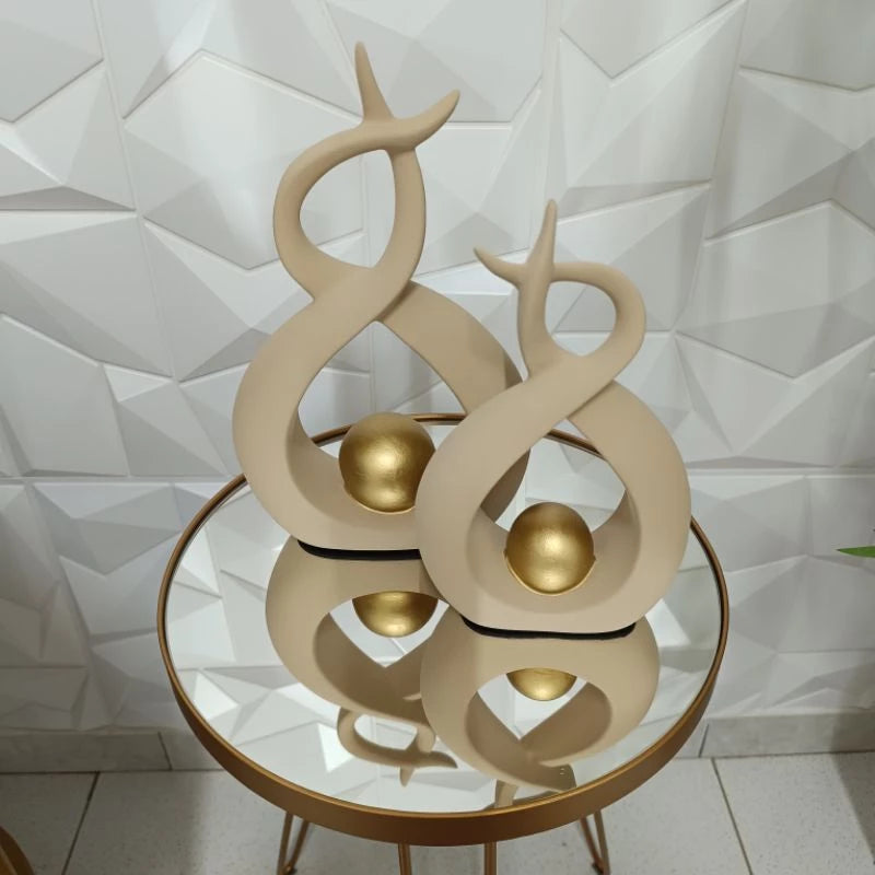 Escultura Dupla Esfera Dourada