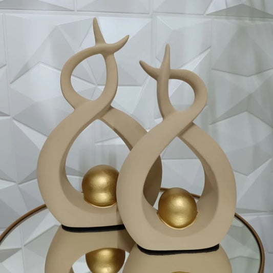Escultura Dupla Esfera Dourada