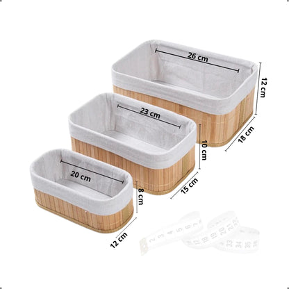 Kit Organizador de Bambu retangular