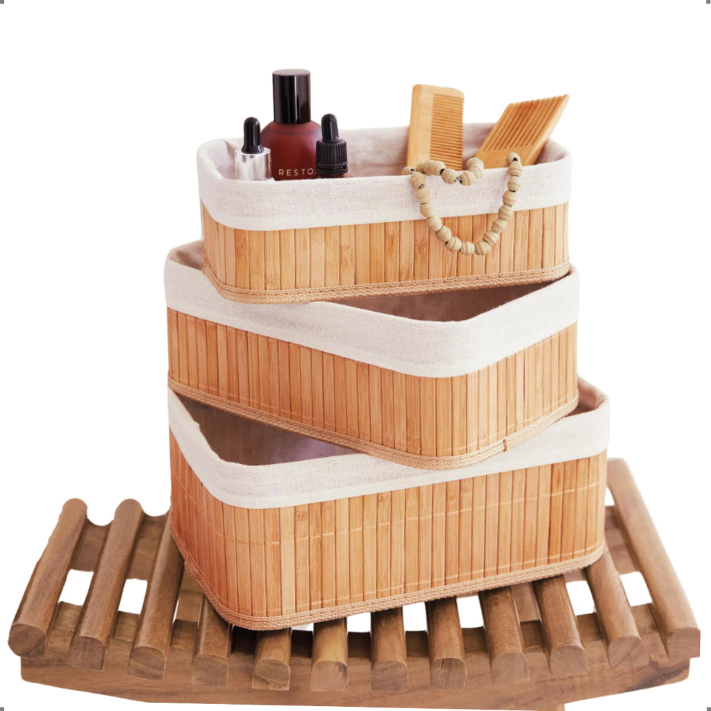 Kit Organizador de Bambu retangular